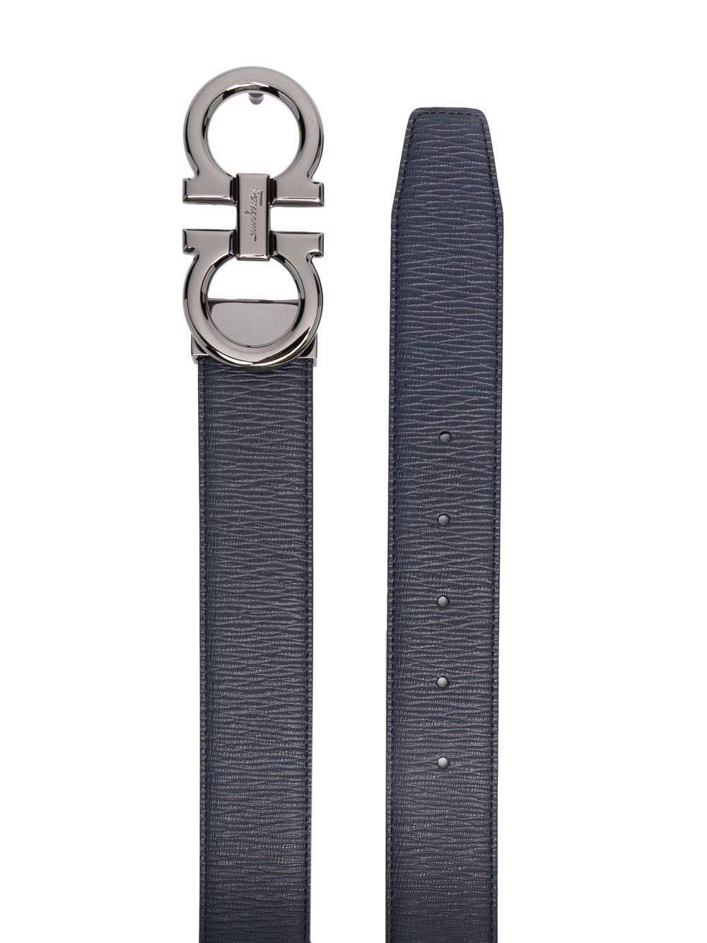 SSALVATORE FERRAGAMO Gancini-buckle leather belt Dark Blue - MAISONDEFASHION.COM