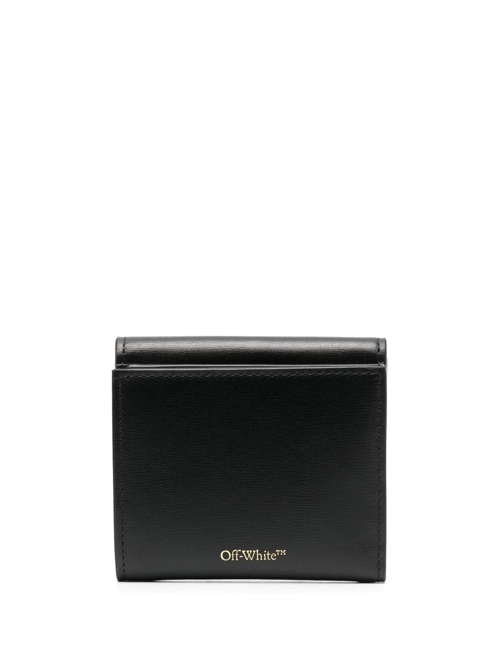 OFF-WHITE WOMEN Jitney French Wallet Quote Black White - MAISONDEFASHION.COM