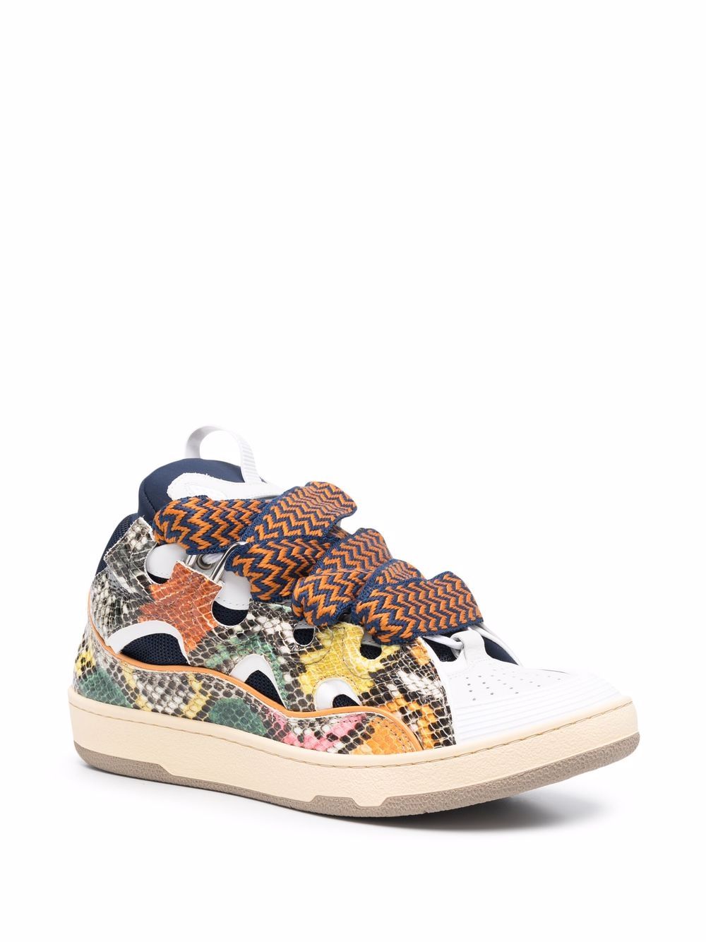 LANVIN Snakeskin Print Curb Sneakers - MAISONDEFASHION.COM