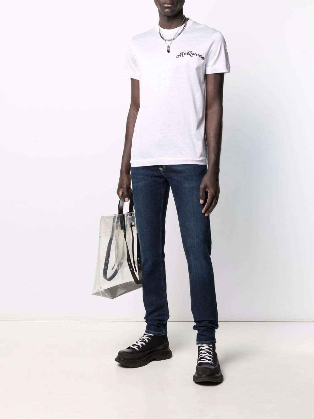 ALEXANDER MCQUEEN Logo Embroidered Skinny Jeans - MAISONDEFASHION.COM