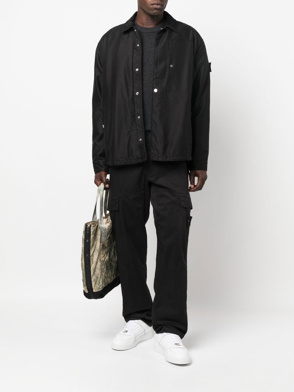 STONE ISLAND SHADOW PROJECT Logo Patch Overshirt Black - MAISONDEFASHION.COM