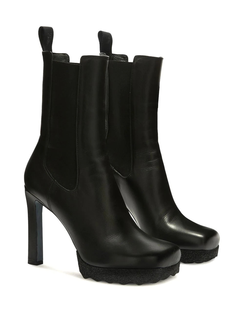 OFF WHITE WOMEN Calf Sponge High Chelsea Boot Black - MAISONDEFASHION.COM