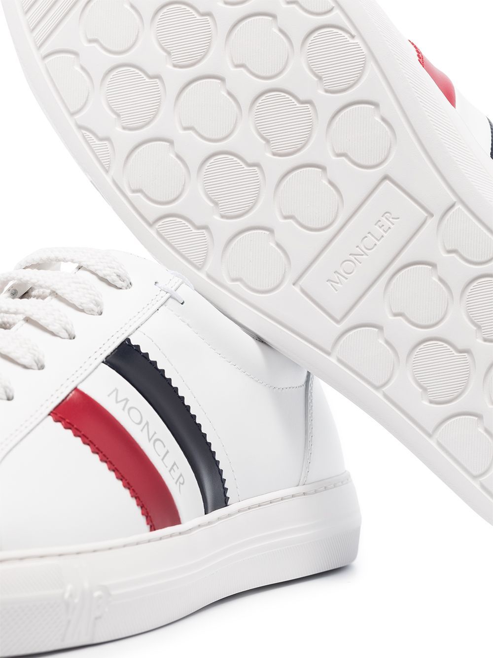 MONCLER New Monaco Stripe-Detail Sneakers White - Maison De Fashion 