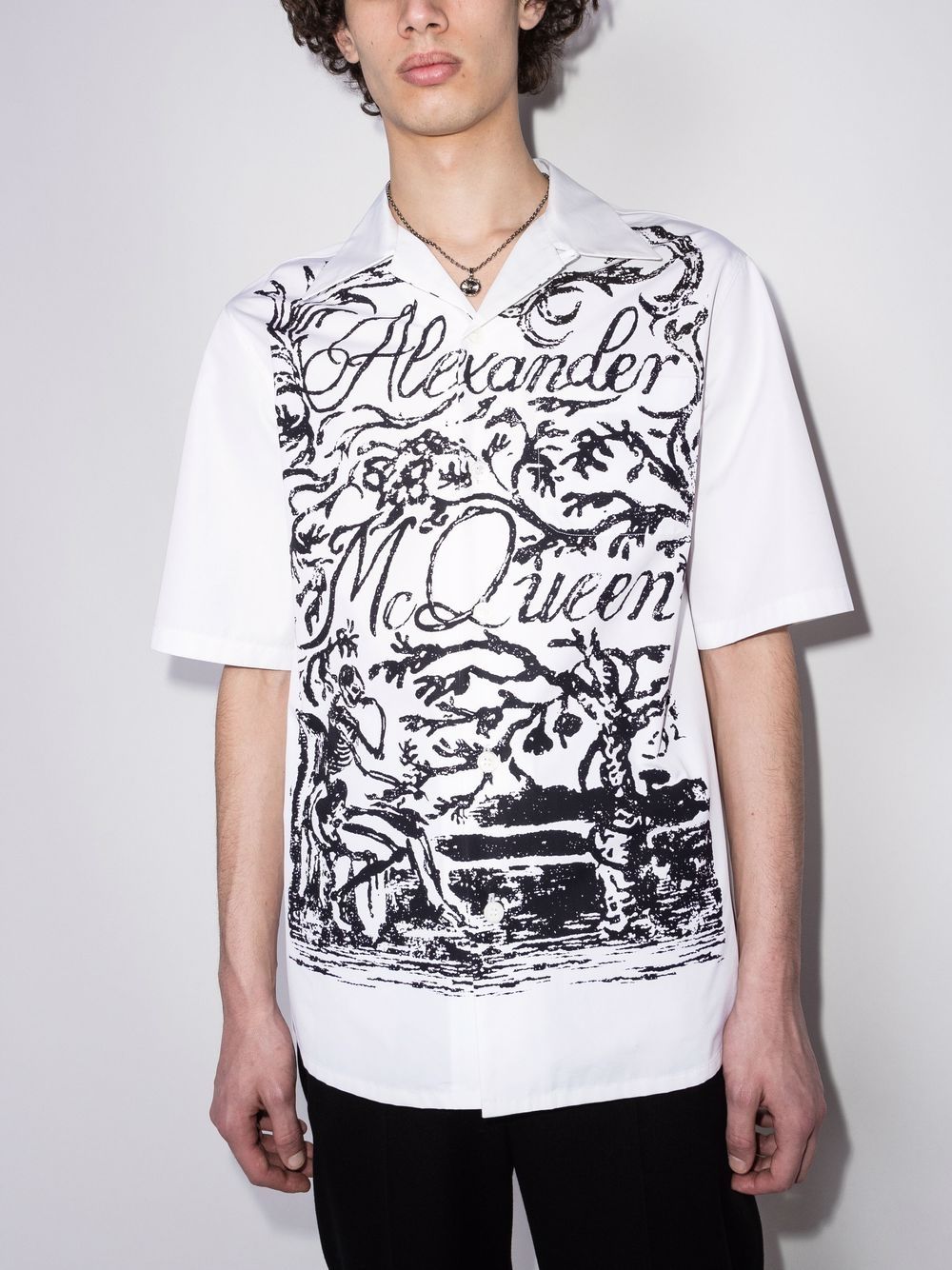 ALEXANDER MCQUEEN Shirt White/Black - MAISONDEFASHION.COM