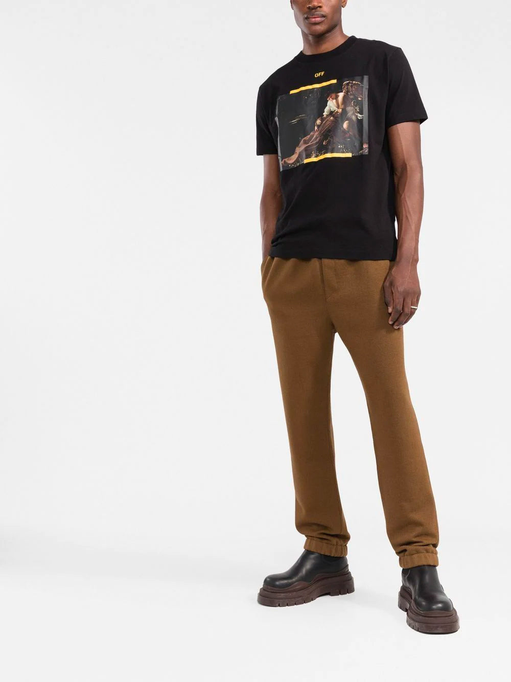 OFF-WHITE Caravaggio Slim T-Shirt Black - MAISONDEFASHION.COM