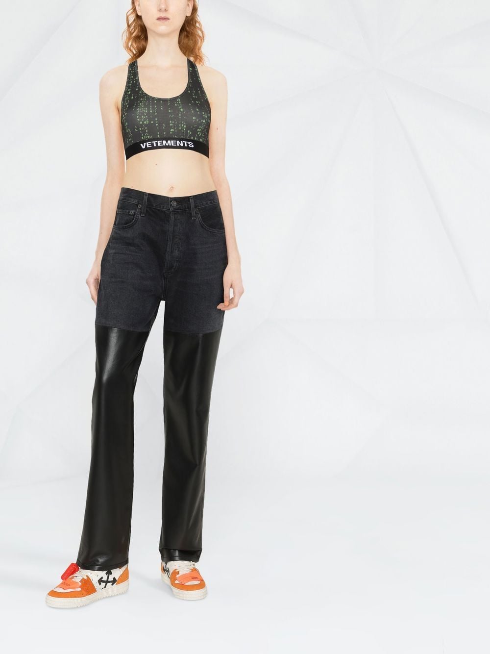 VETEMENTS WOMEN Logo-underband cropped vest Black / Green - MAISONDEFASHION.COM