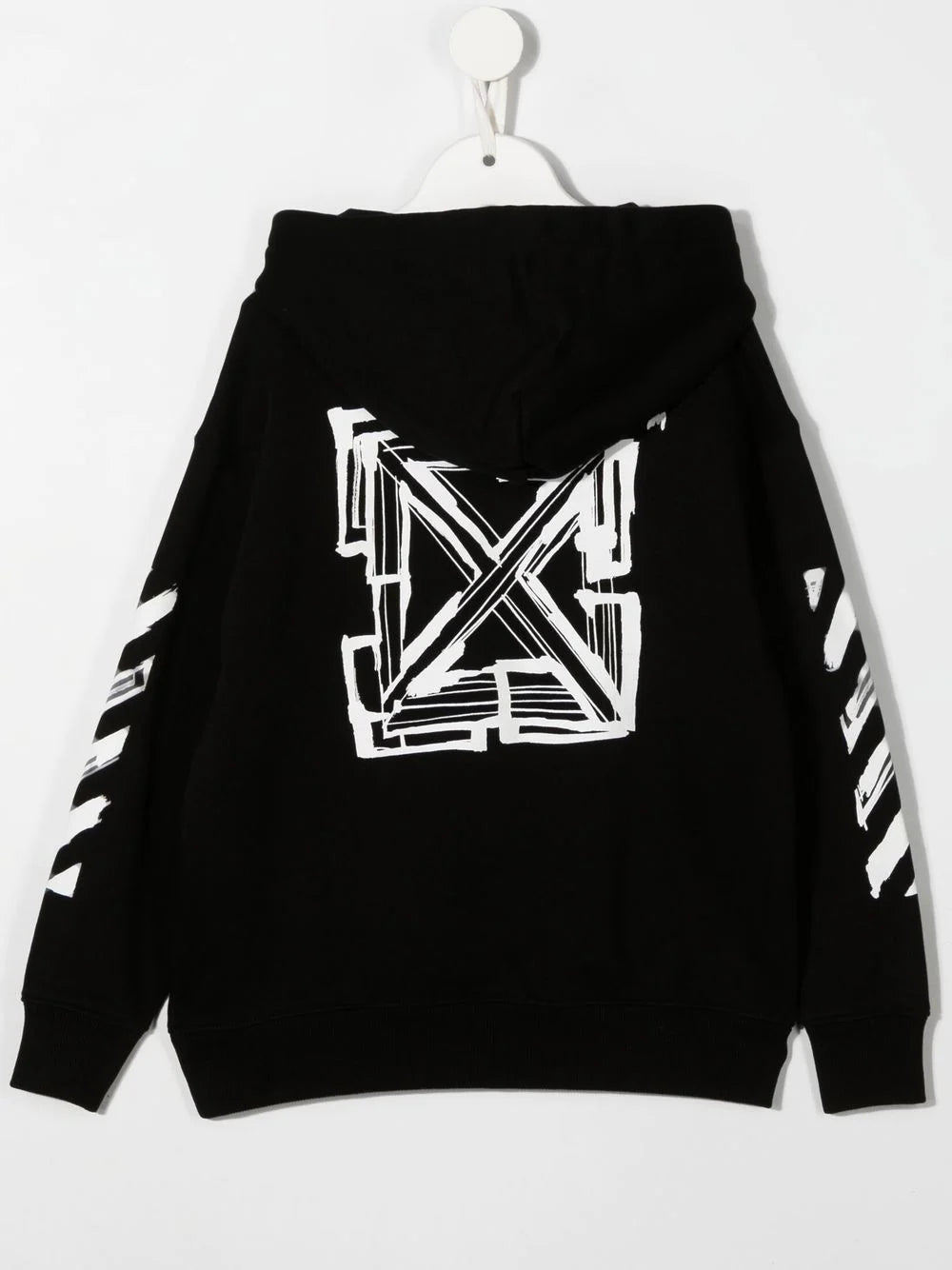 OFF-WHITE KIDS Script Logo Hoodie Black/White - MAISONDEFASHION.COM