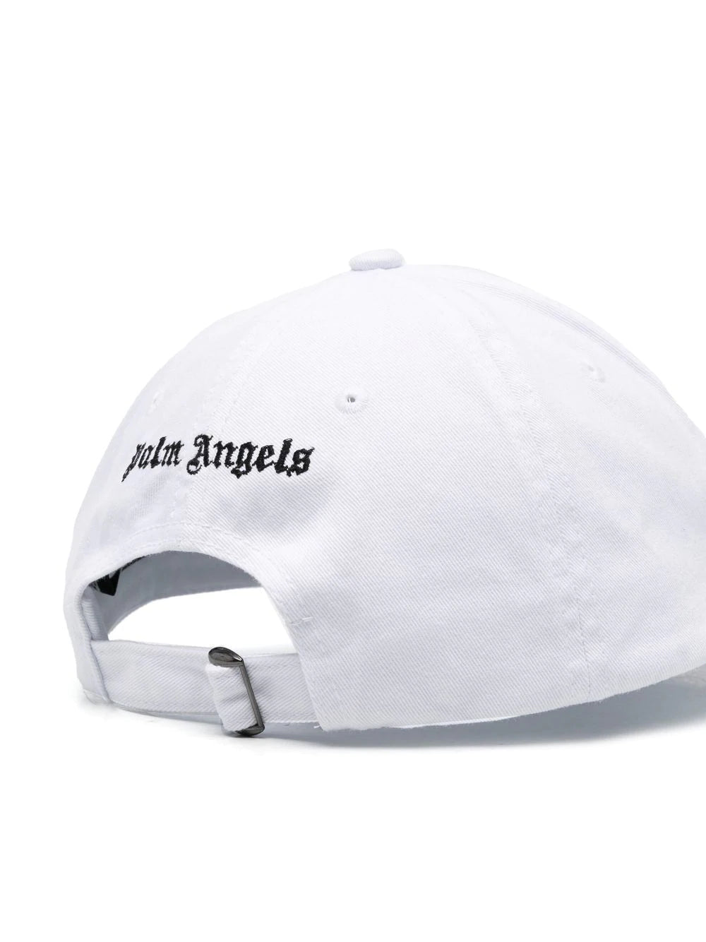 PALM ANGELS Ripped Logo Cap White/Black - MAISONDEFASHION.COM