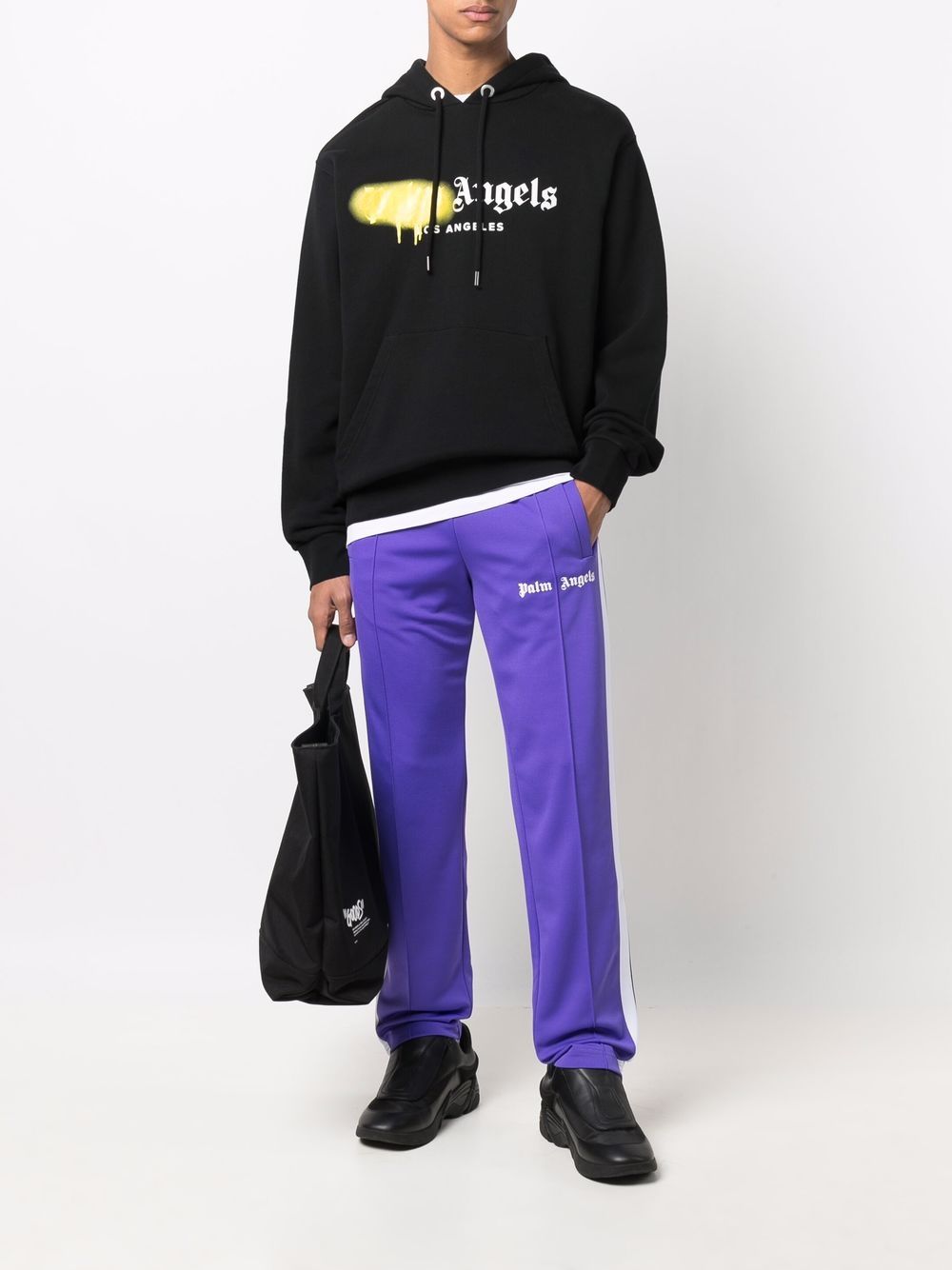 PALM ANGELS Classic Logo Track Pants Purple/White - MAISONDEFASHION.COM