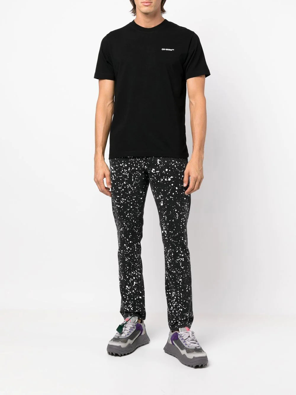 OFF-WHITE Diag Outline Paint Skinny Jeans Black/White - MAISONDEFASHION.COM