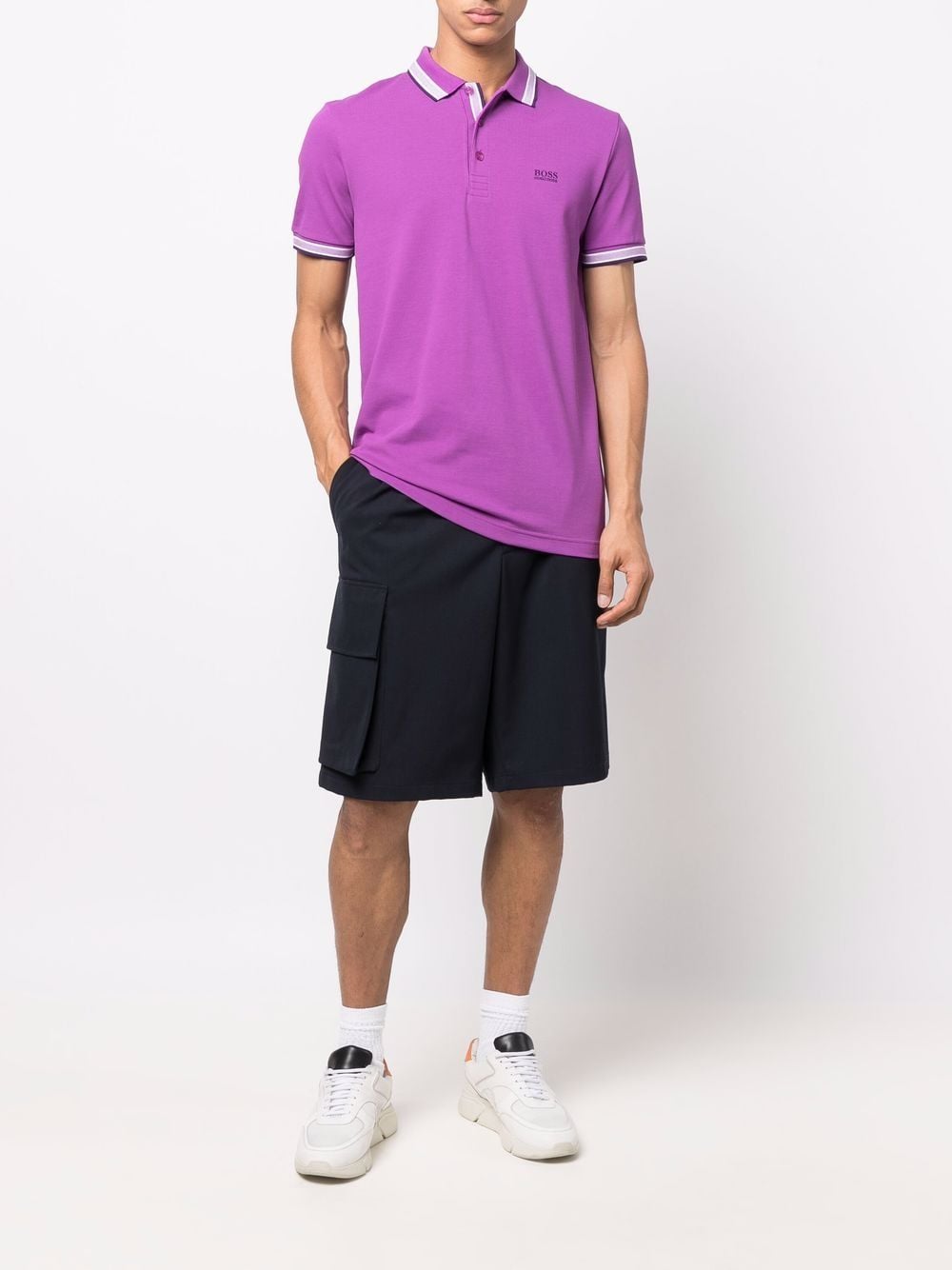 BOSS Logo Polo Shirt Purple - MAISONDEFASHION.COM