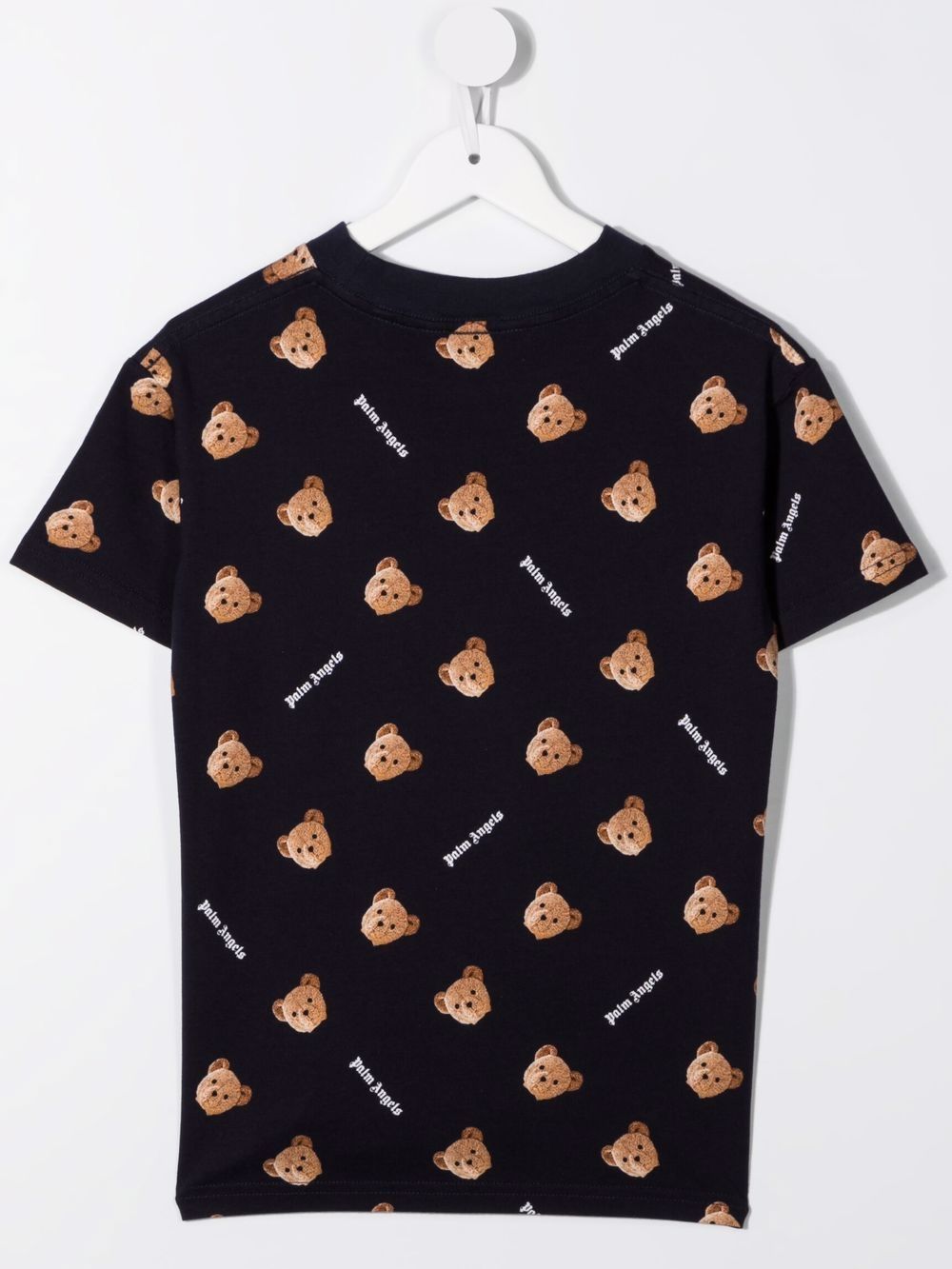 PALM ANGELS KIDS All Over Teddy Bear Logo T-Shirt Navy - MAISONDEFASHION.COM