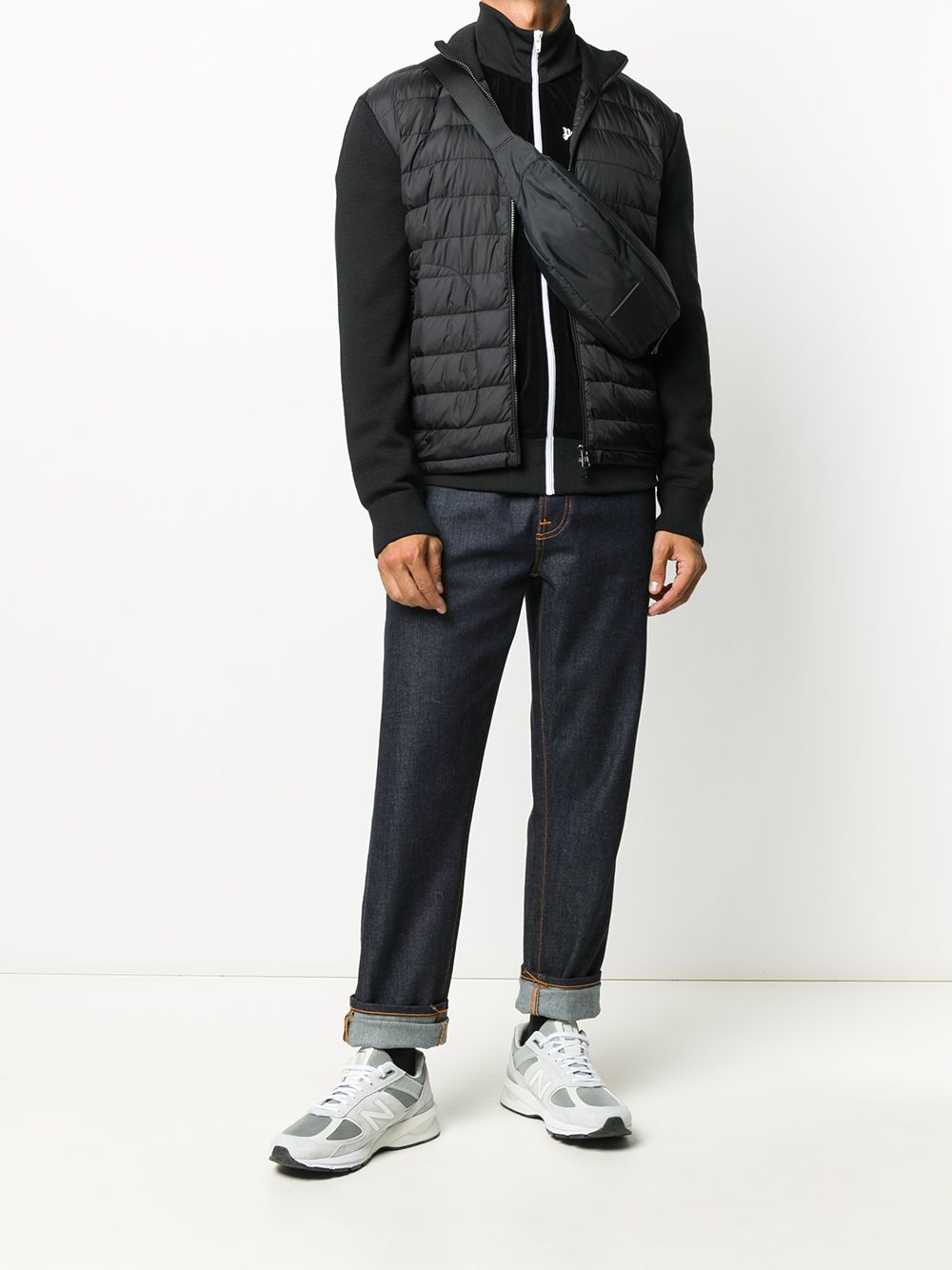 MONCLER padded-panel knitted jacket black - Maison De Fashion 