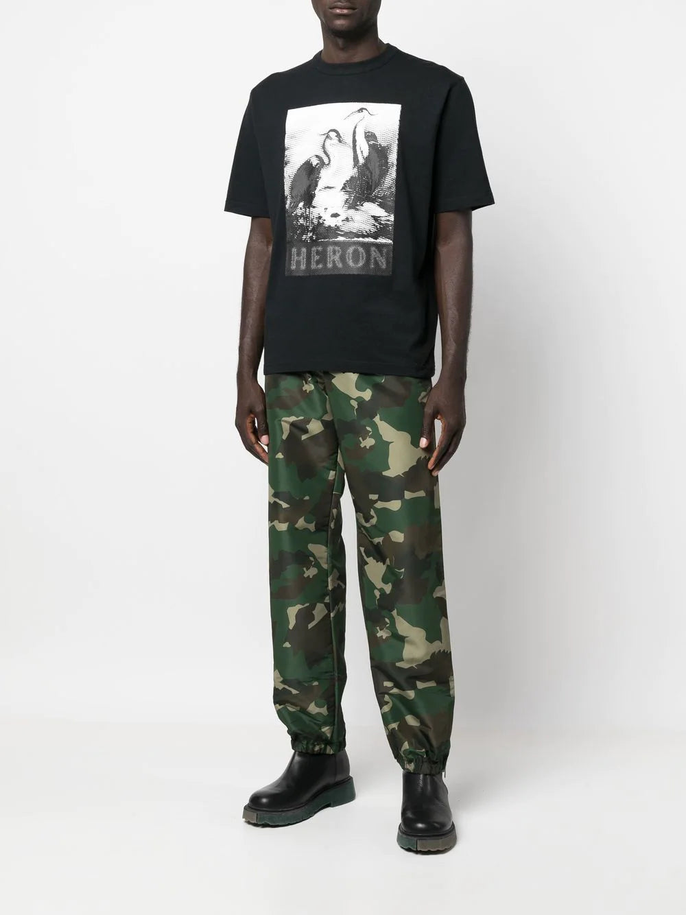 HERON PRESTON Halftone Heron Graphic T-Shirt Black - MAISONDEFASHION.COM