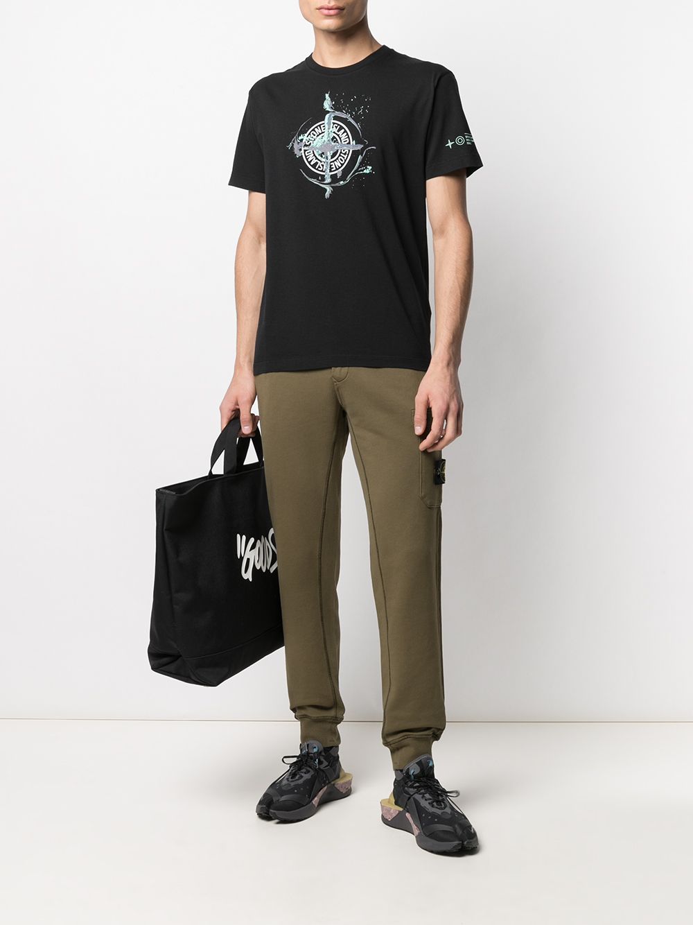 STONE ISLAND Marble One Print T-Shirt Black - MAISONDEFASHION.COM