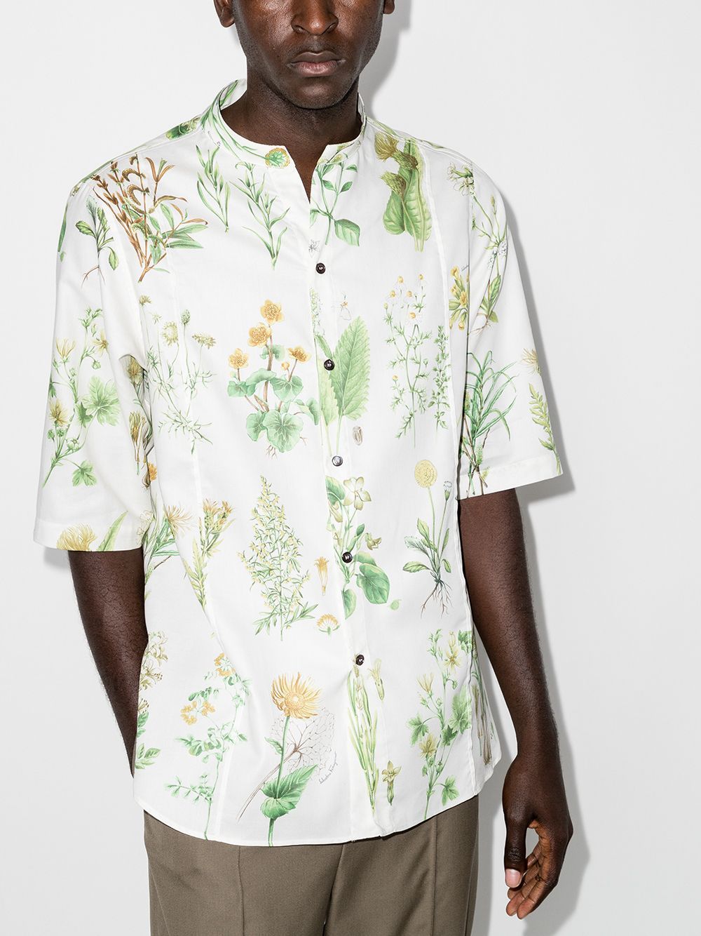 SALVATORE FERRAGAMO Floral-print short-sleeve shirt White - MAISONDEFASHION.COM