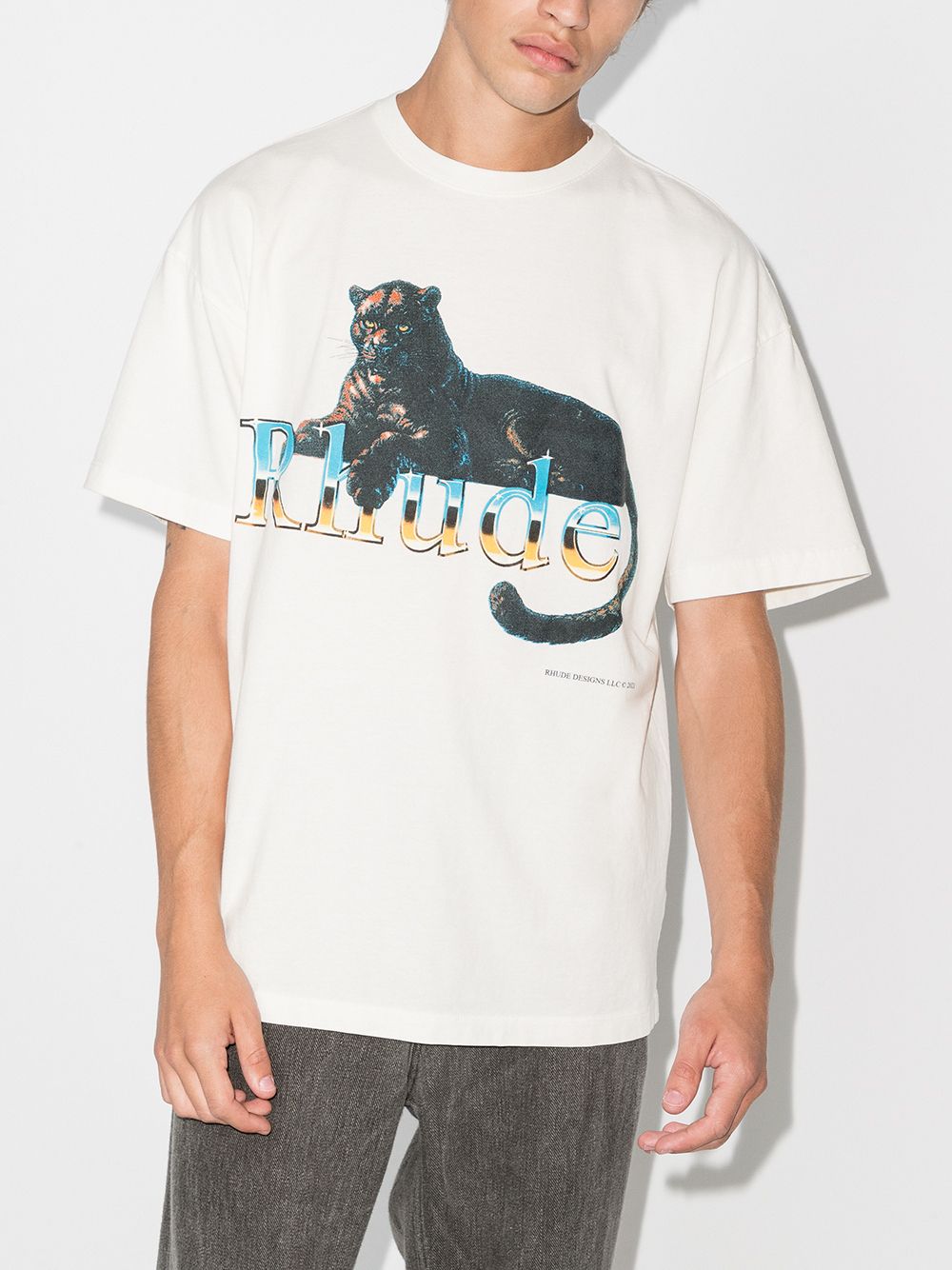 RHUDE Leopard T-Shirt White - MAISONDEFASHION.COM