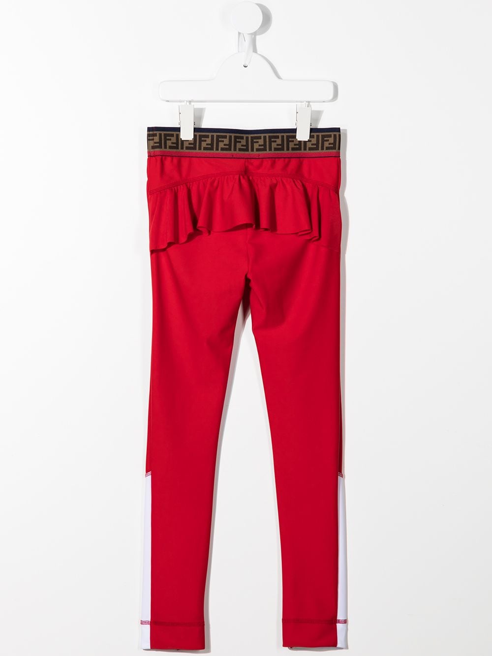 FENDI KIDS Ruffled Lycra Leggins red - MAISONDEFASHION.COM