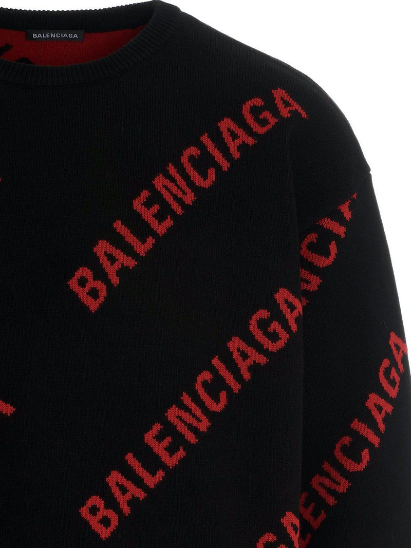 Balenciaga Men All Over Logo Print Sweater Small Gray Black Wool Camel  Pullover  eBay