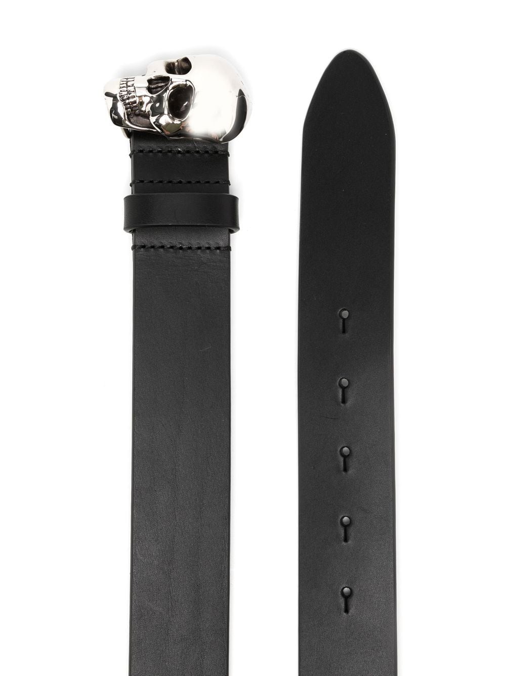 Alexander McQueen 3D Skull Buckle Belt Black - MAISONDEFASHION.COM