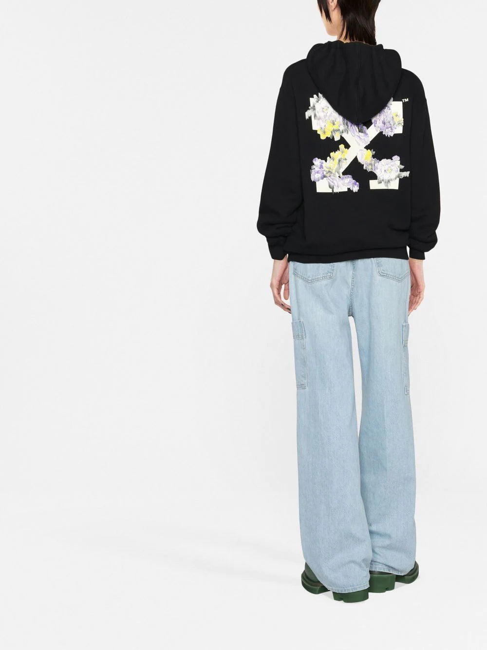 OFF-WHITE WOMEN Floral Arrows Hoodie Black - MAISONDEFASHION.COM