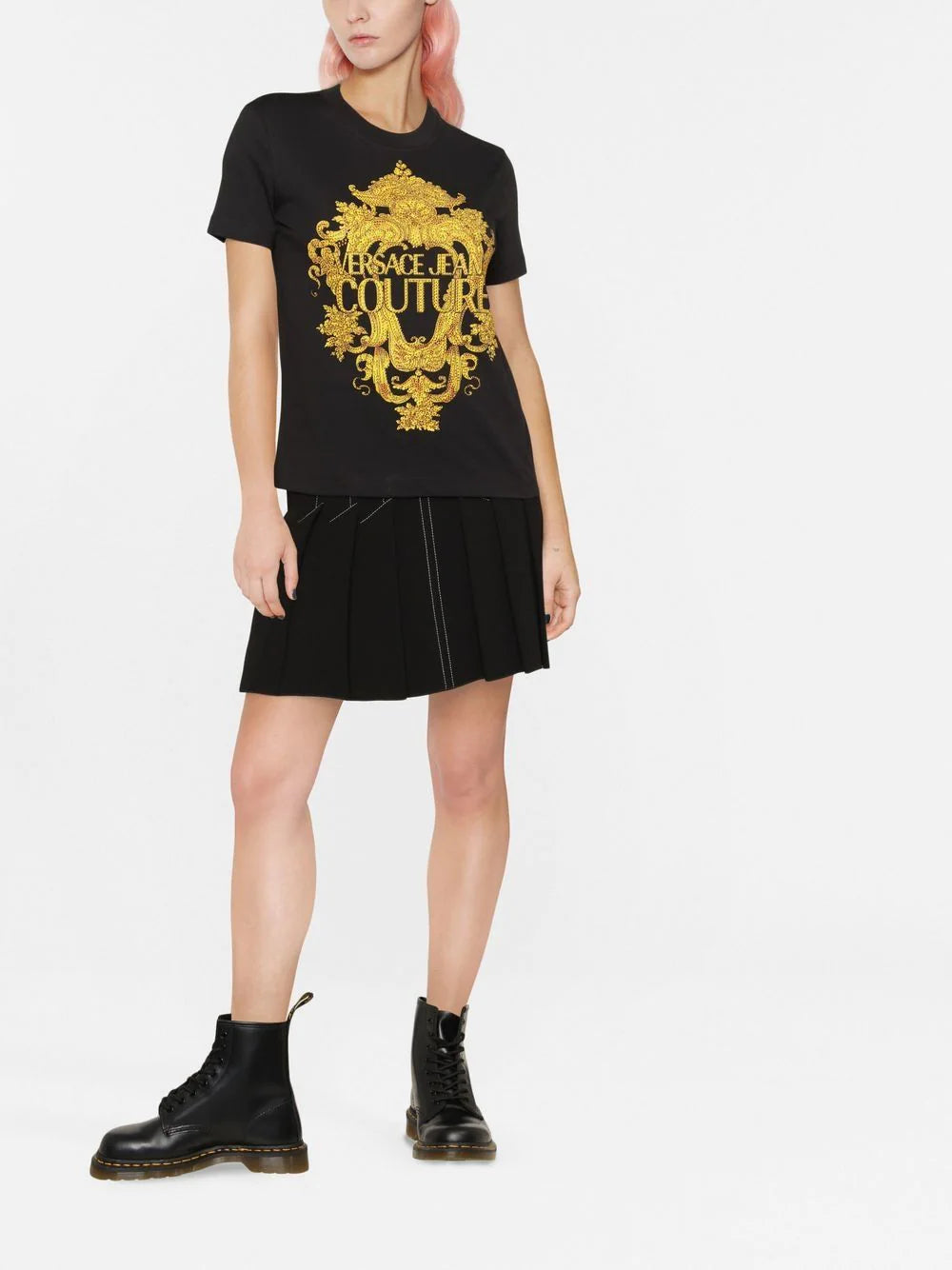 VERSACE WOMEN Baroque Crystal Logo T-Shirt Black – MAISONDEFASHION.COM