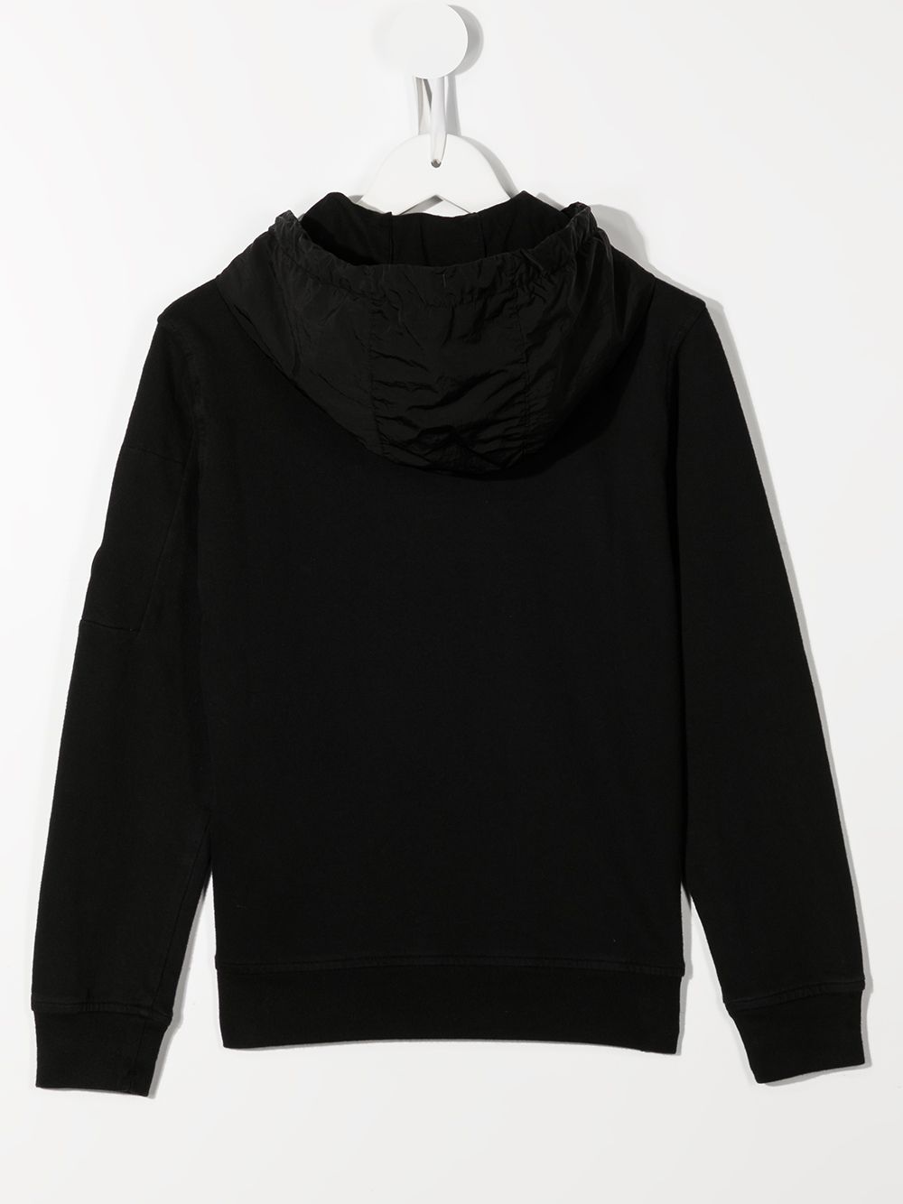 C.P COMPANY KIDS  Micro-lens cotton Hooded Sweatshirt Black - MAISONDEFASHION.COM