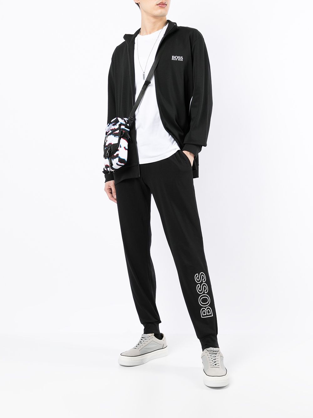 BOSS Logo-print cotton track trousers Black - MAISONDEFASHION.COM