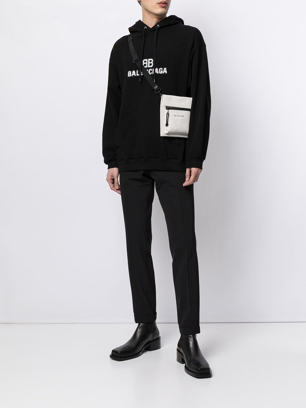 BALENCIAGA Pixel Logo Hoodie Black - MAISONDEFASHION.COM