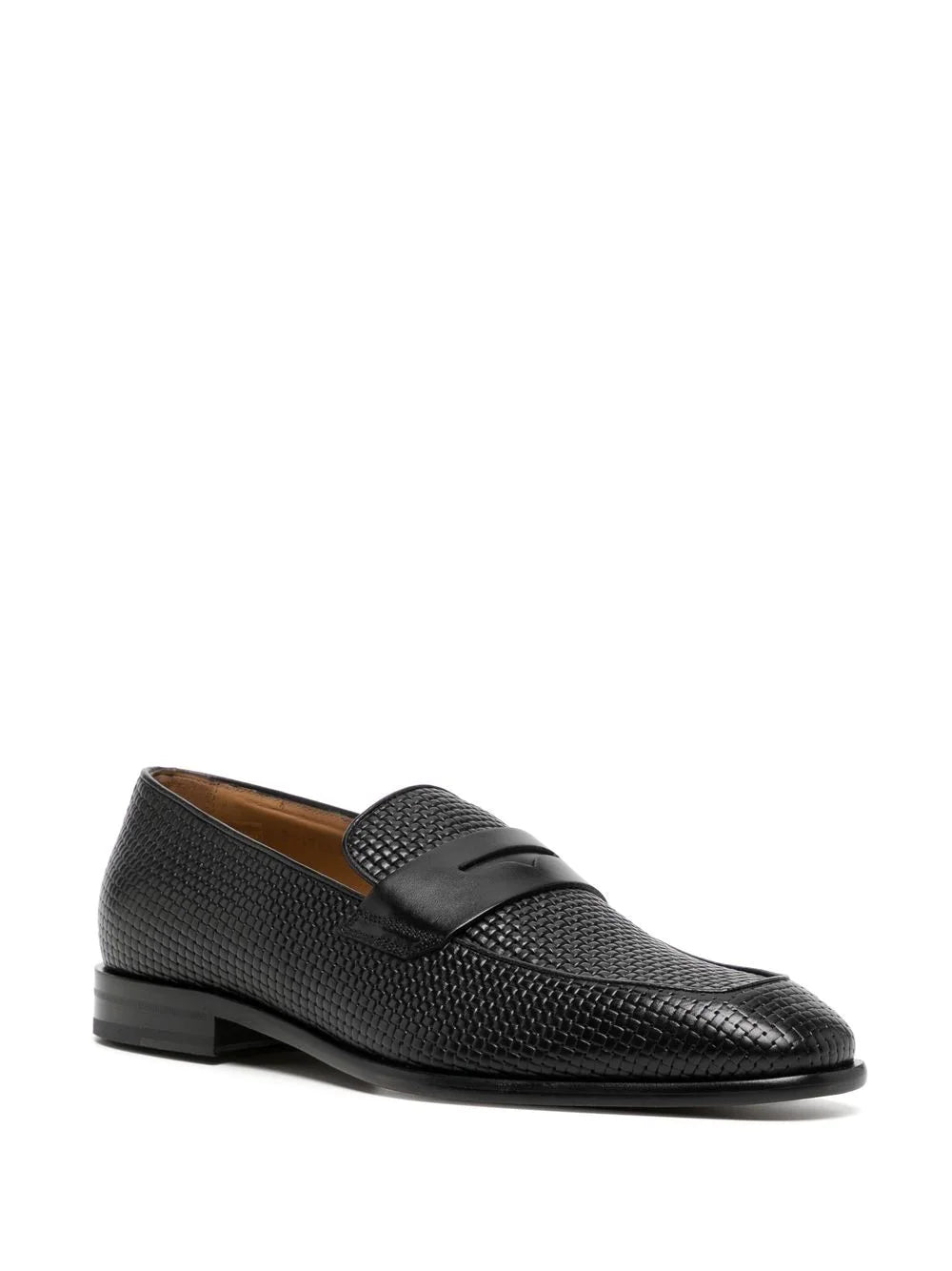 BOSS Lisbon woven leather loafers Black - MAISONDEFASHION.COM