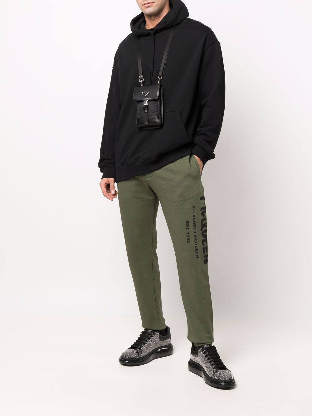 ALEXANDER MCQUEEN Logo Print Sweat Pants Green - MAISONDEFASHION.COM