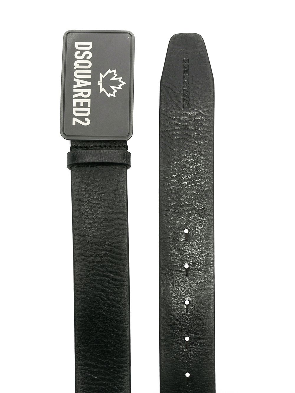 DSQUARED2 Logo Print Leather Belt Black - MAISONDEFASHION.COM