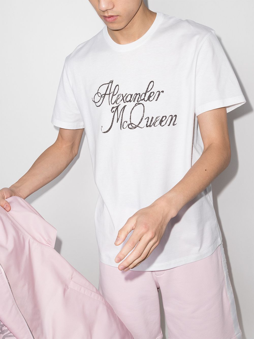 ALEXANDER MCQUEEN Logo Print T-Shirt White - MAISONDEFASHION.COM