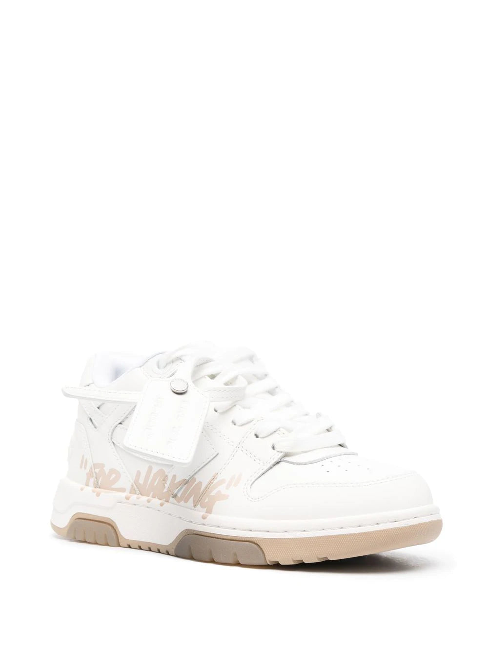 OFF-WHITE WOMEN Out Of Office "FOR WALKING" Sneakers White/Sand - MAISONDEFASHION.COM