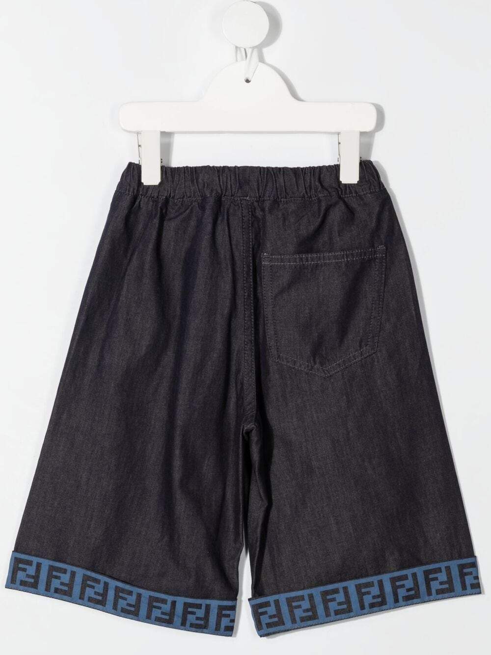 FENDI KIDS Logo-trim shorts Blue - MAISONDEFASHION.COM
