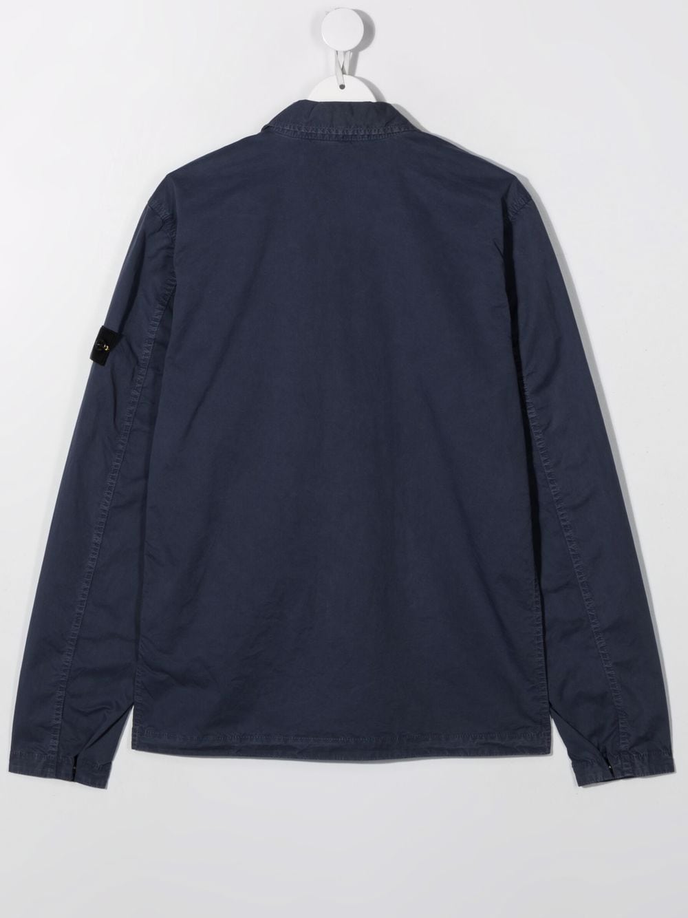 STONE ISLAND KIDS Logo sleeve-patch shirt jacket Navy - MAISONDEFASHION.COM