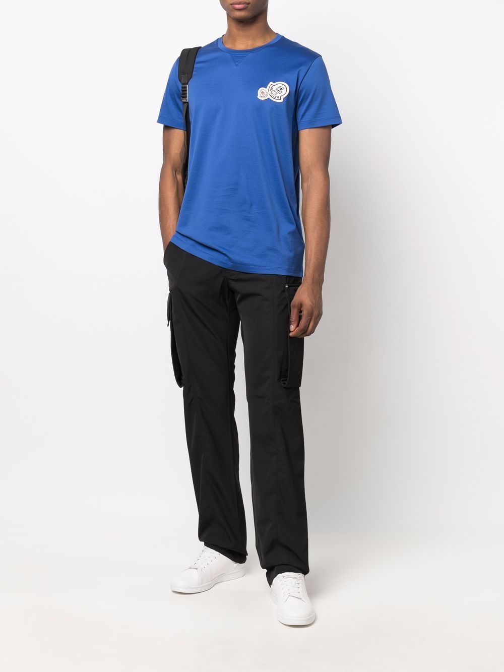 MONCLER Double Logo T-Shirt Blue - MAISONDEFASHION.COM