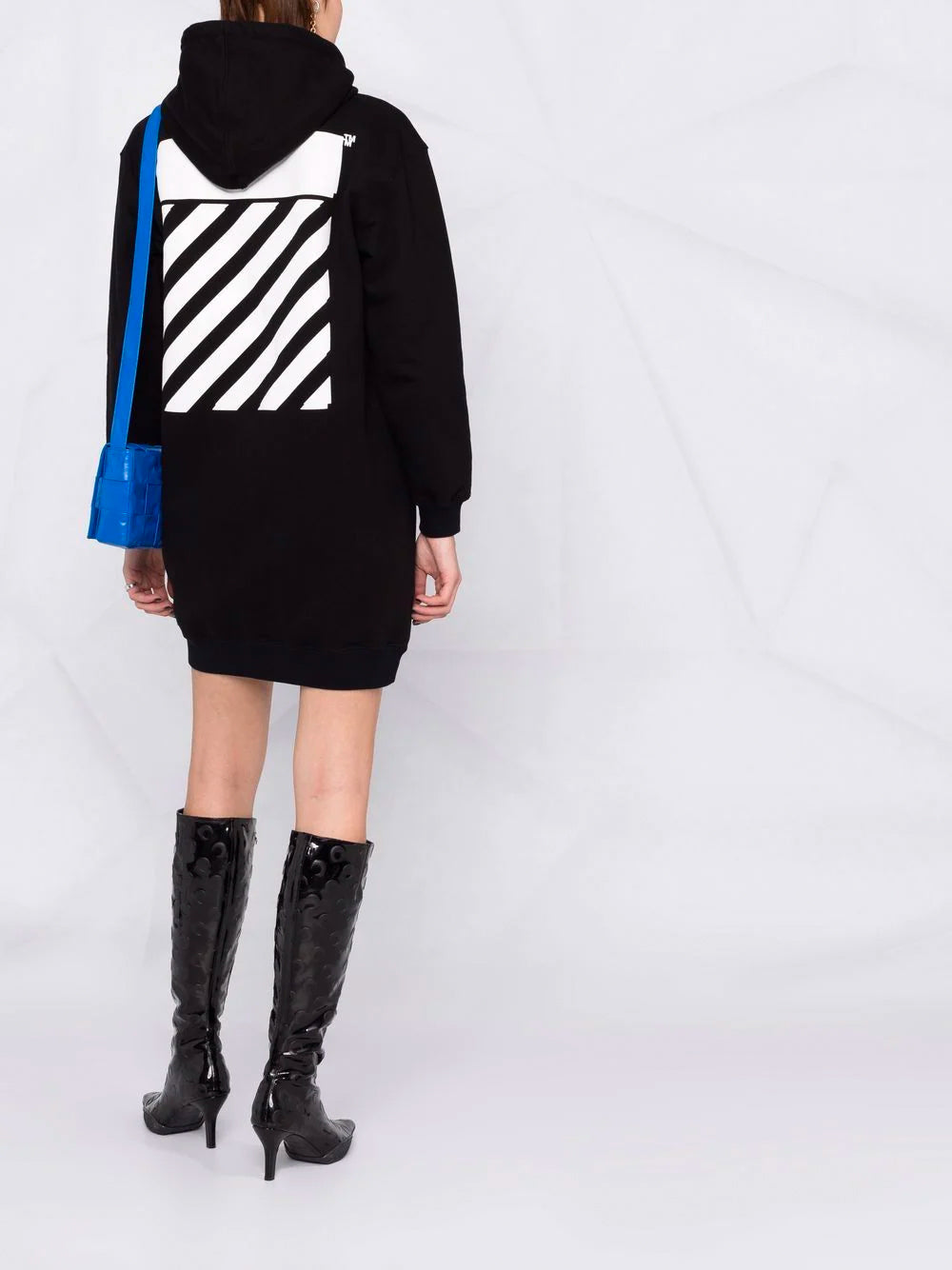 OFF-WHITE WOMEN Diag Sweatshirt Dress Black - MAISONDEFASHION.COM