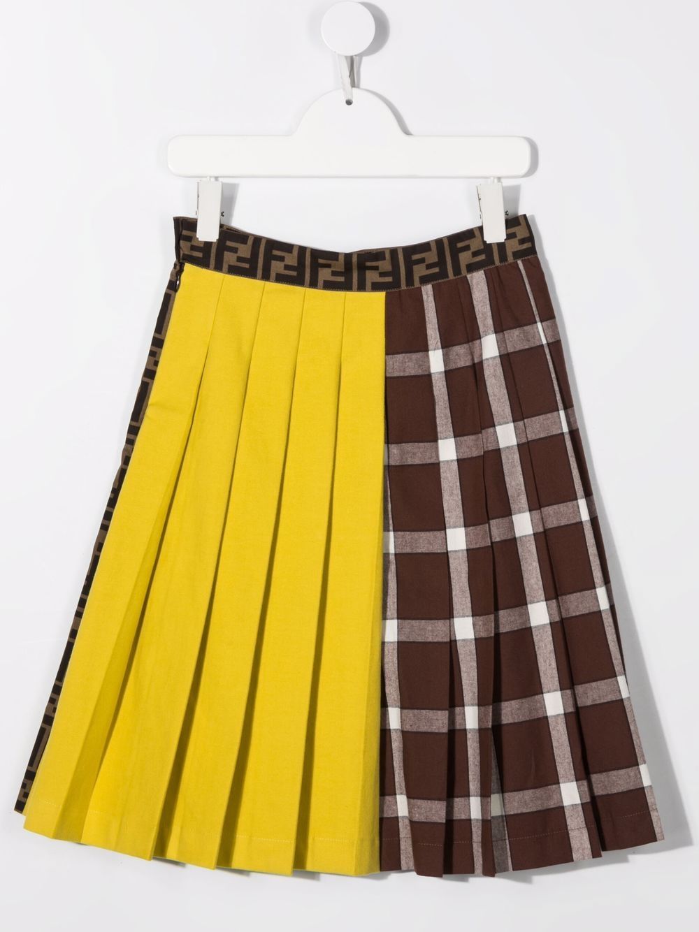 FENDI KIDS Panelled Pleated Skirt - MAISONDEFASHION.COM
