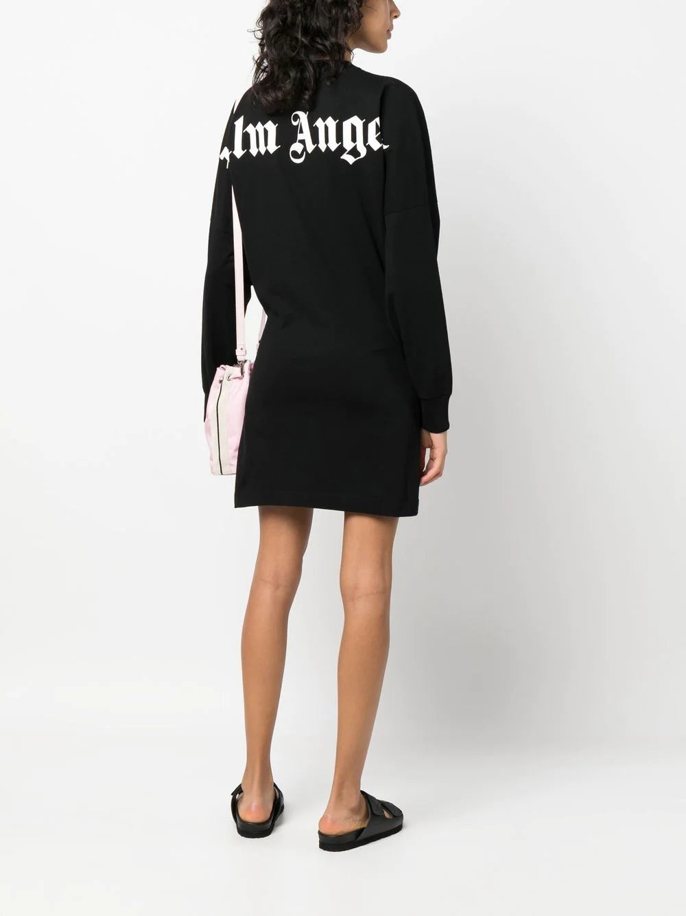 PALM ANGELS WOMEN Classic Logo Over Mini Dress Black/White - MAISONDEFASHION.COM