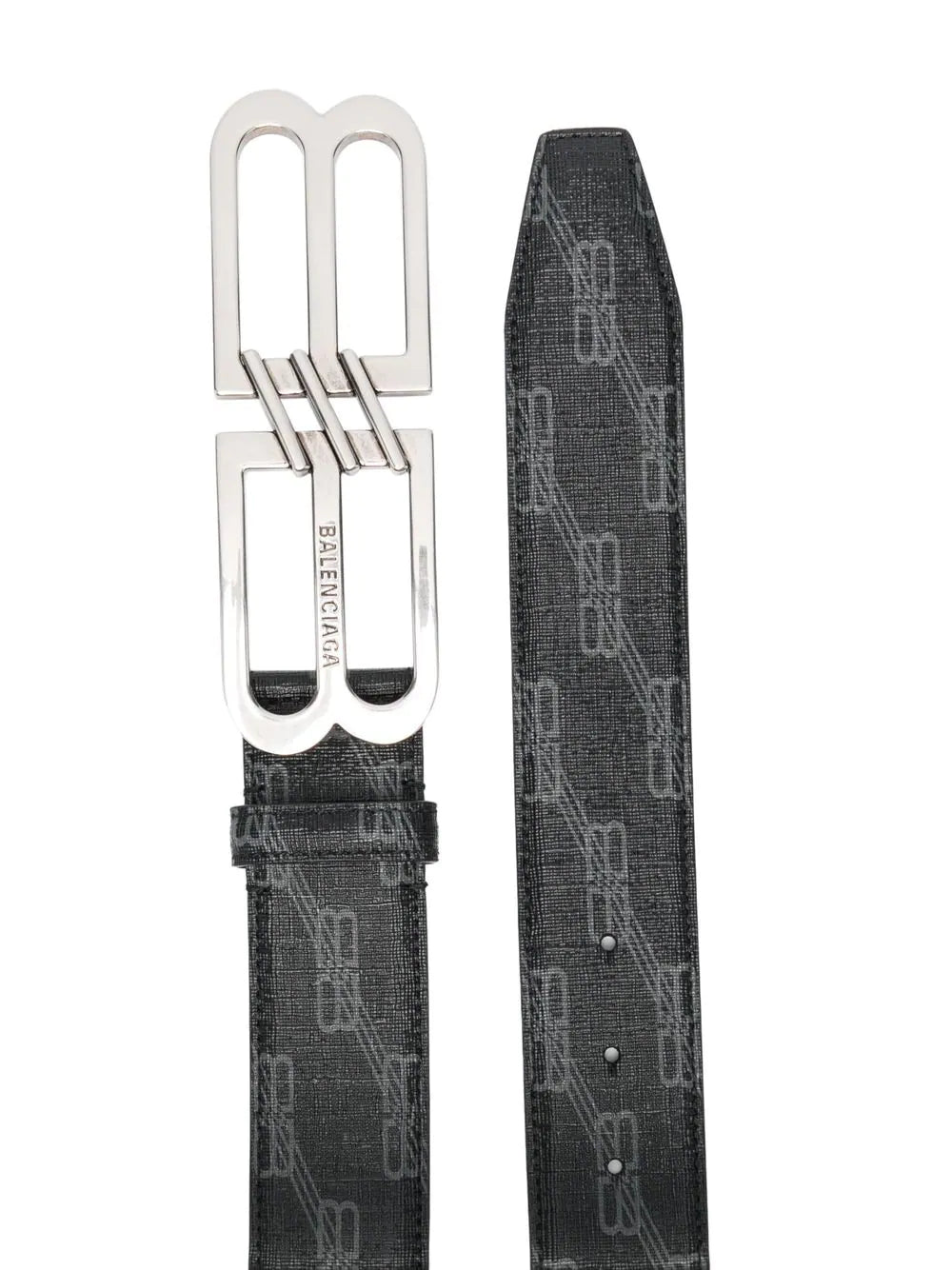 BALENCIAGA BB Logo Buckle Belt Black/Grey - MAISONDEFASHION.COM