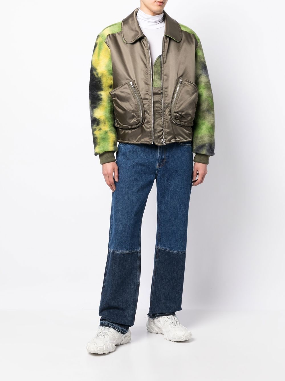 BLUEMARBLE Double Pocket Bomber Jacket Green - MAISONDEFASHION.COM