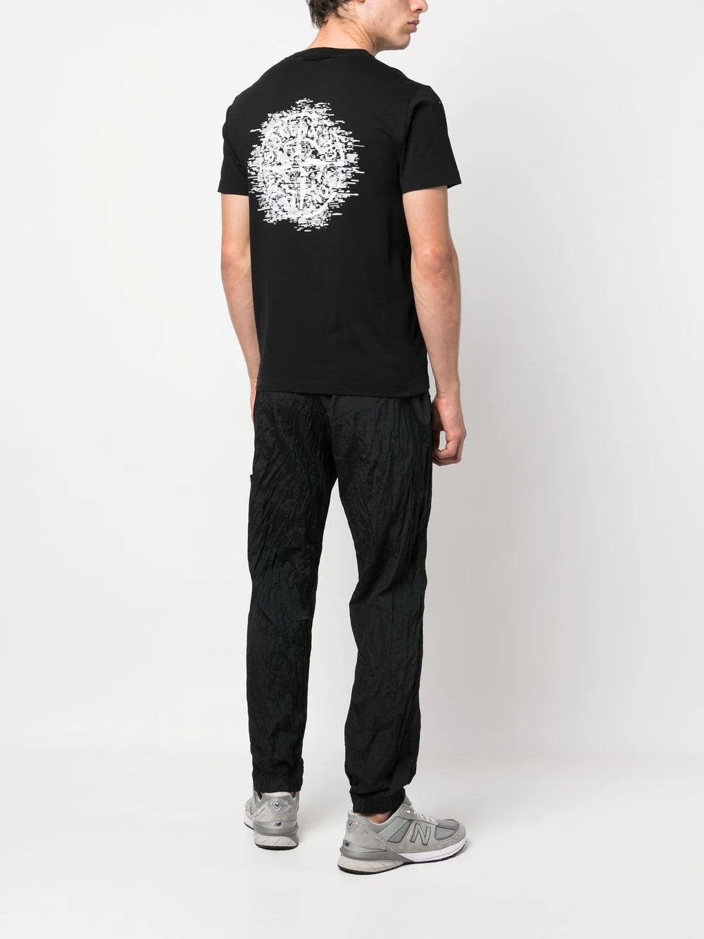 STONE ISLAND Logo Print T-Shirt Black/White - MAISONDEFASHION.COM