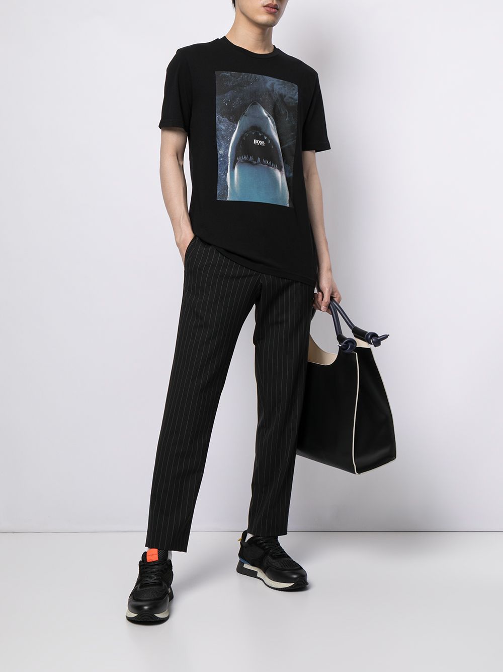 BOSS Graphic-print cotton Shark T-shirt Black - MAISONDEFASHION.COM