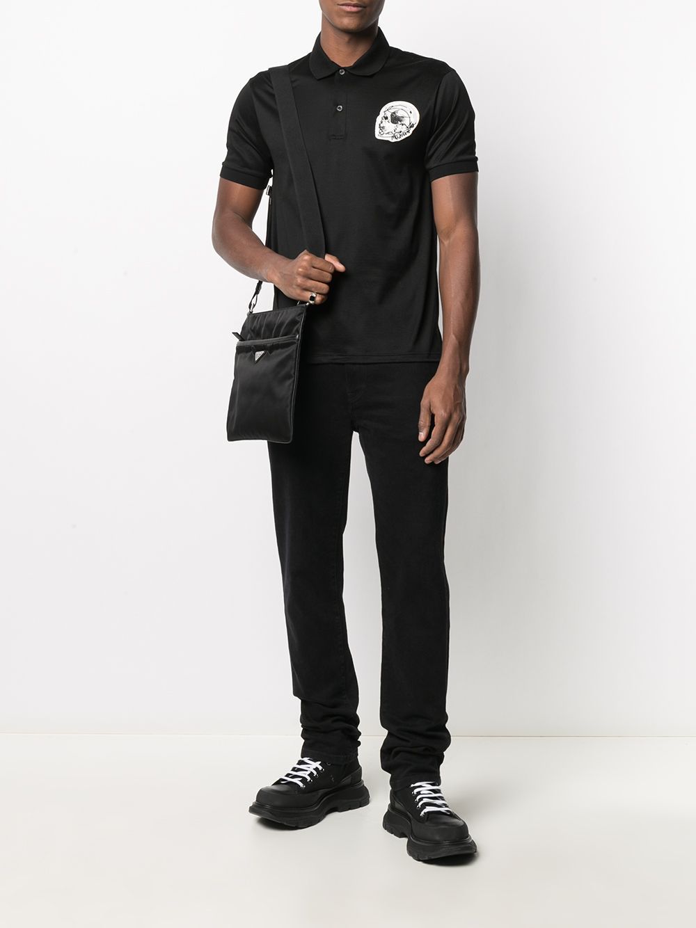 Alexander McQueen Skull Embroidered Polo Shirt Black - Maison De Fashion 