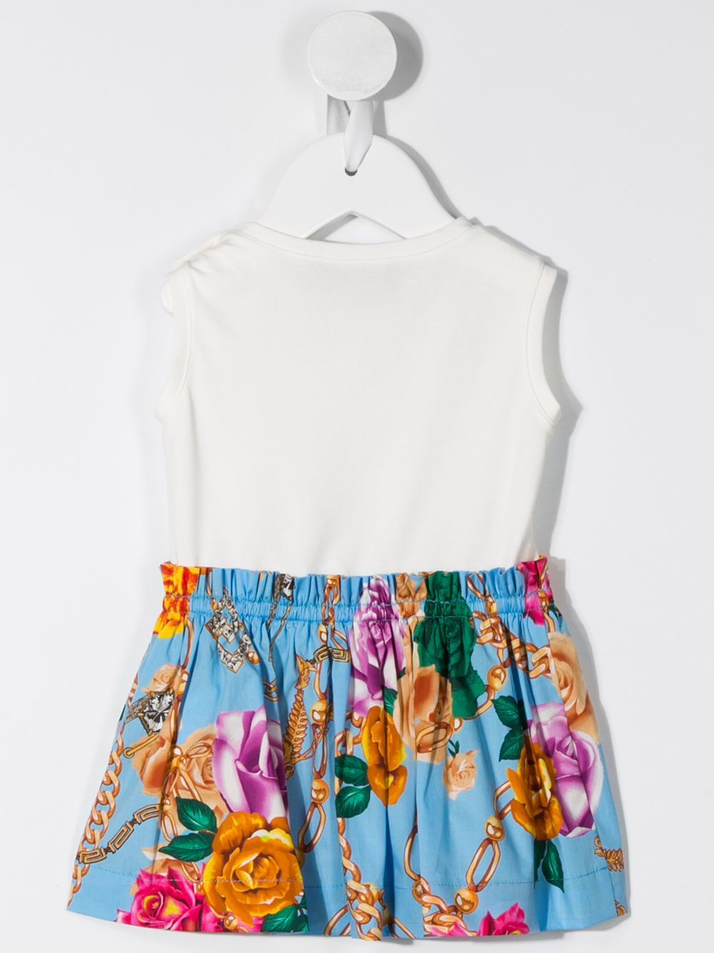 VERSACE KIDS Floral Dress Baby Blue - MAISONDEFASHION.COM