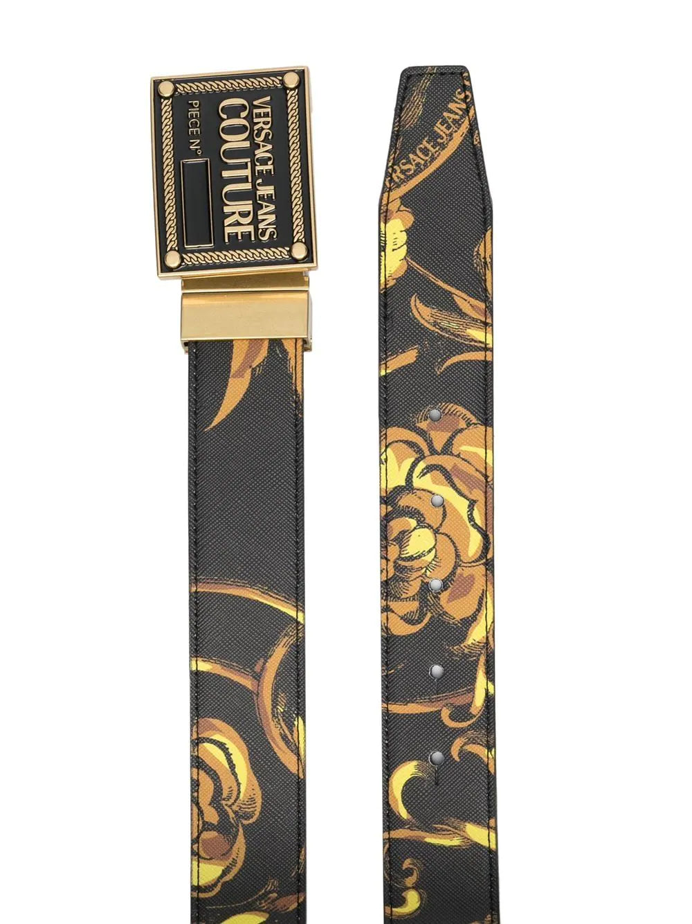 VERSACE Baroque Buckle Belt Black - MAISONDEFASHION.COM