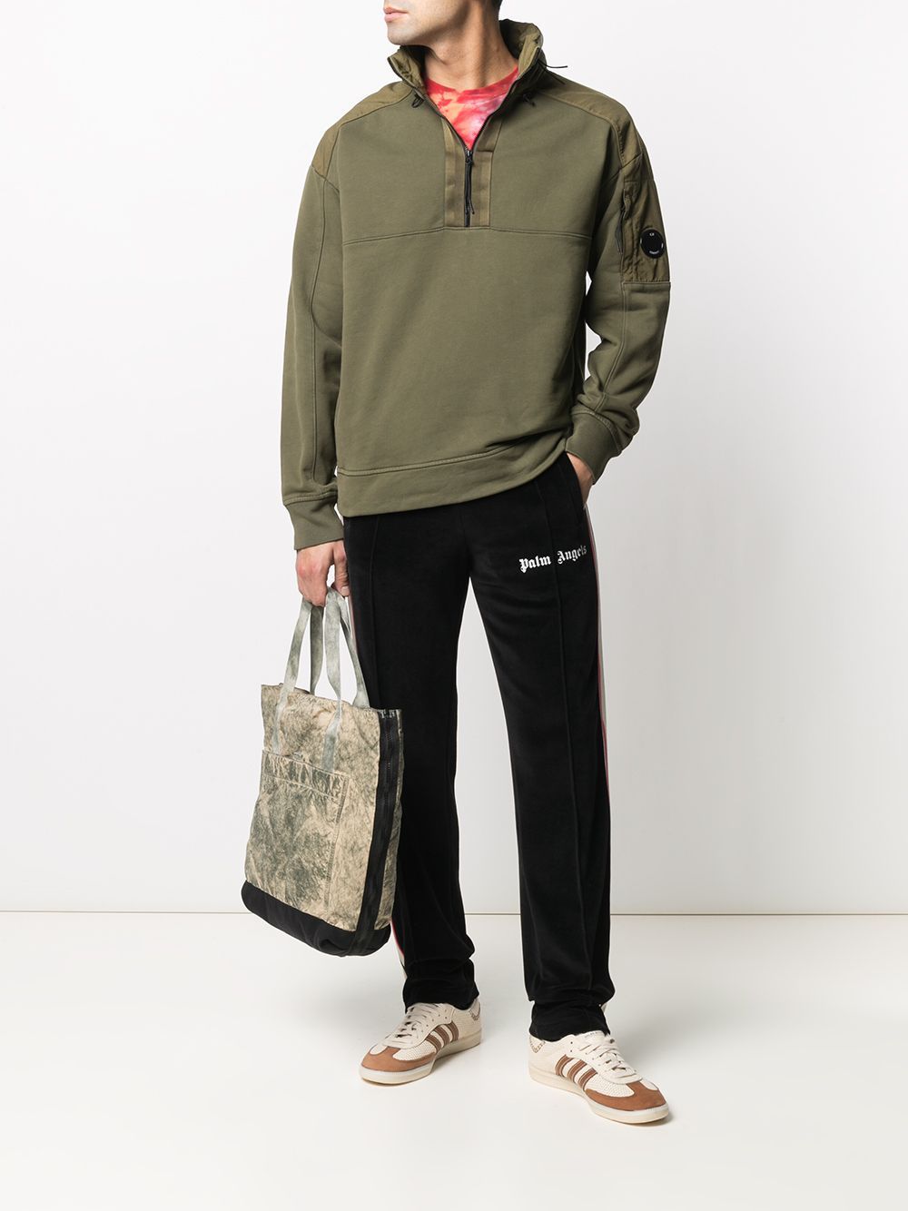 C.P COMPANY Half Zipped Hooded Sweatshirt Green - Maison De Fashion 