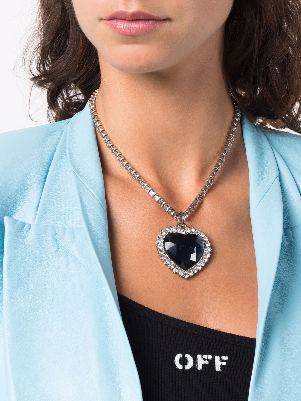 VETEMENTS Heart-shaped crystal pendant necklace Blue/Silver - MAISONDEFASHION.COM