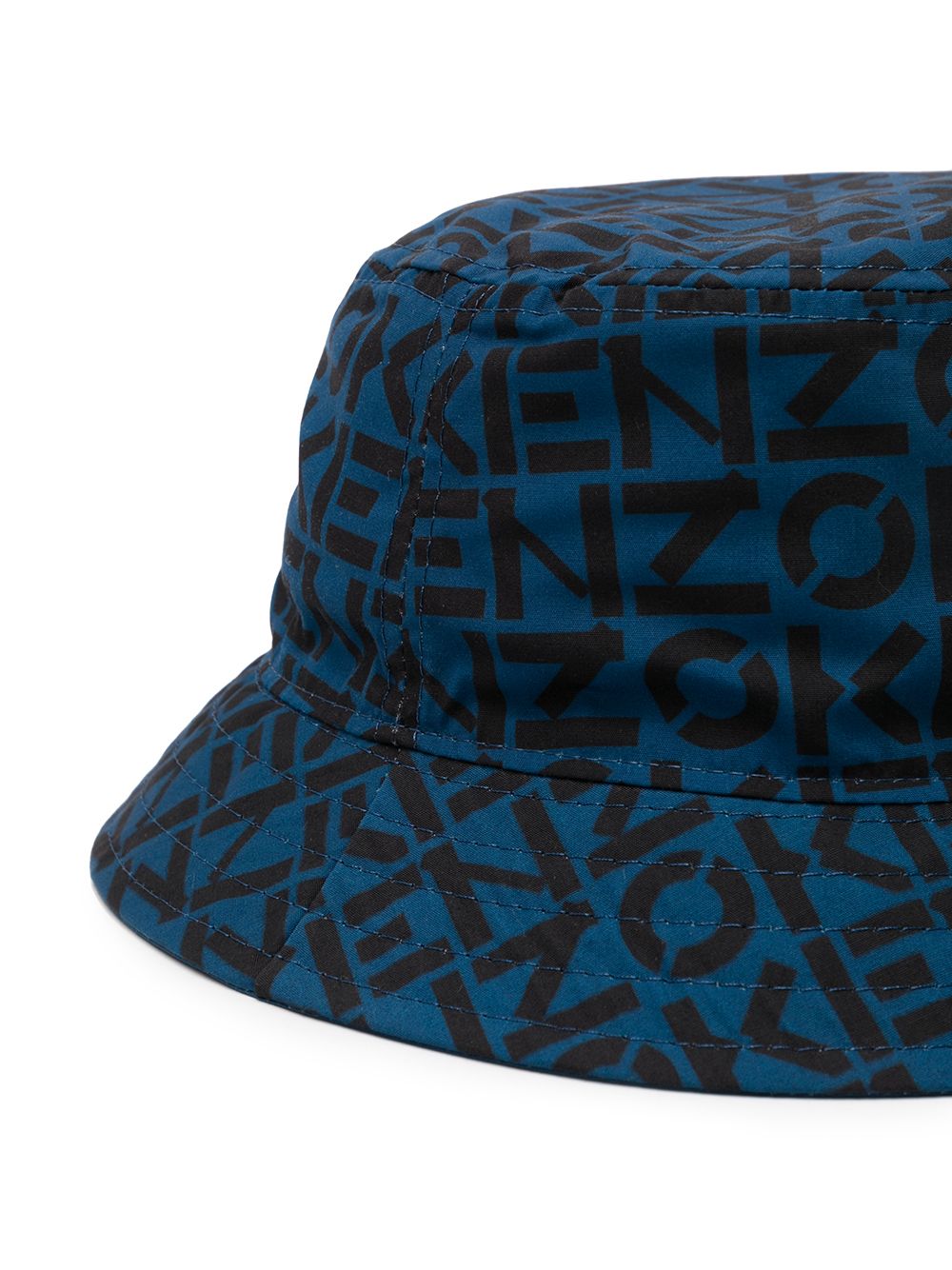 KENZO All Over Logo Bucket Hat Blue - MAISONDEFASHION.COM